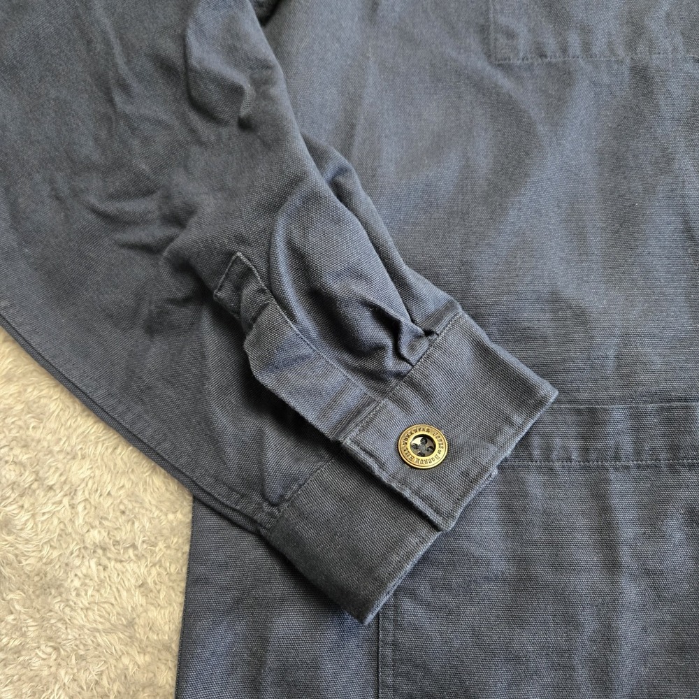 Jones of Boerum Hill Mens Navy Blue Canvas Chore Coat Mandarin Collar Jacket XL - Picture 8 of 10